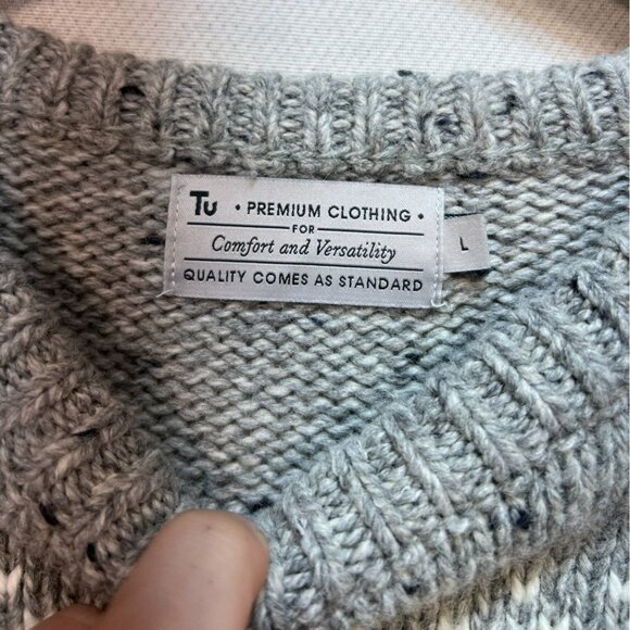 Tu Premium Clothing Mens Norwegian Pullover Sweater Large Gray Nordic Classic - Picture 2 of 11
